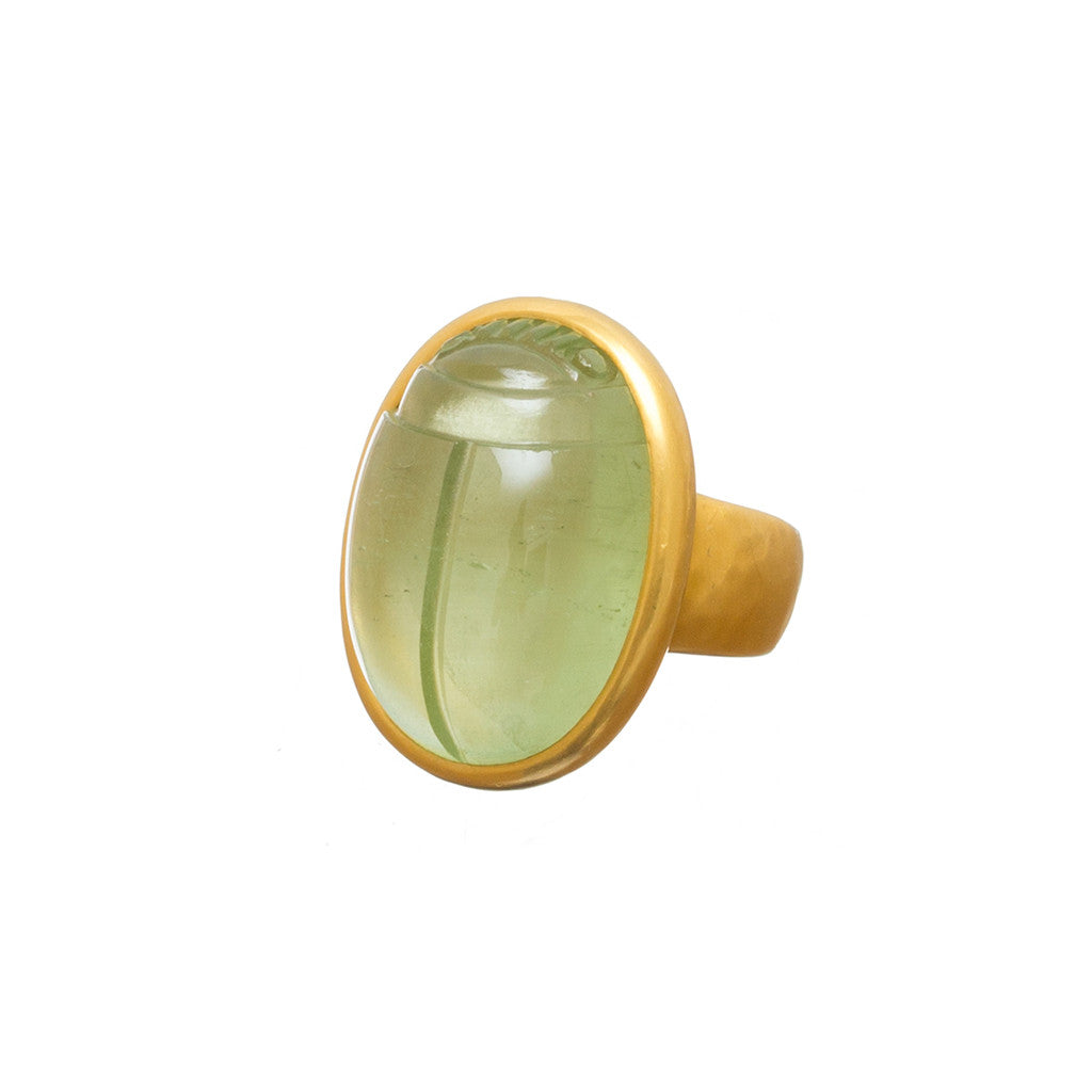 Green Beryl Scarab Ring