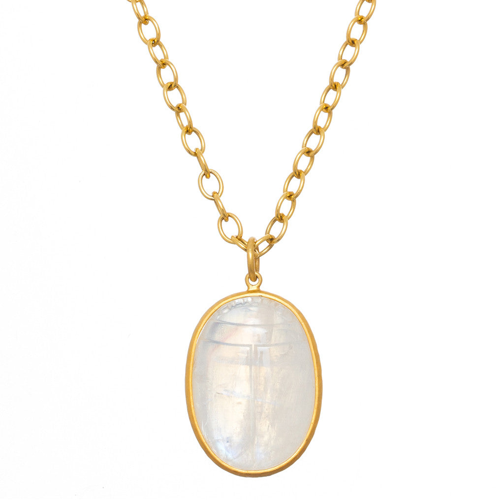 Rainbow Moonstone Scarab Pendant