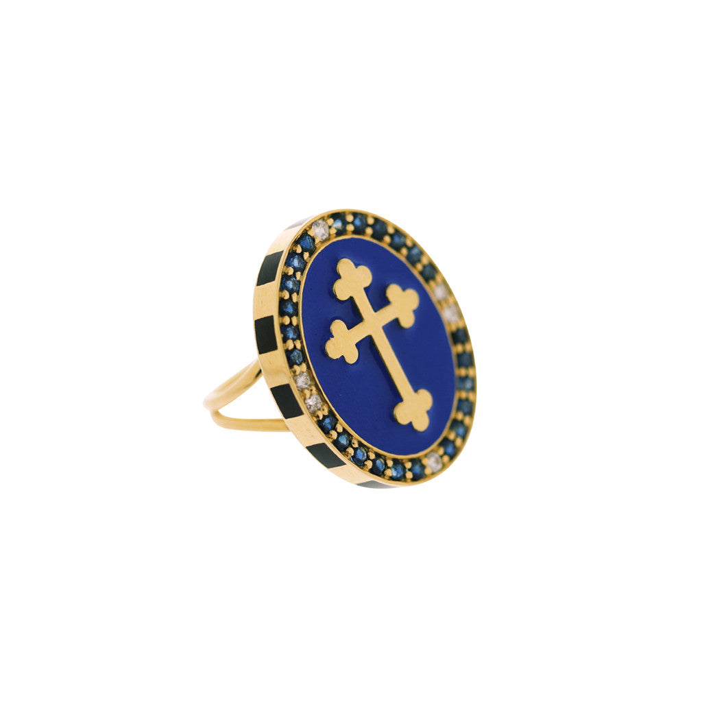 Enamel & Diamond Cross Ring