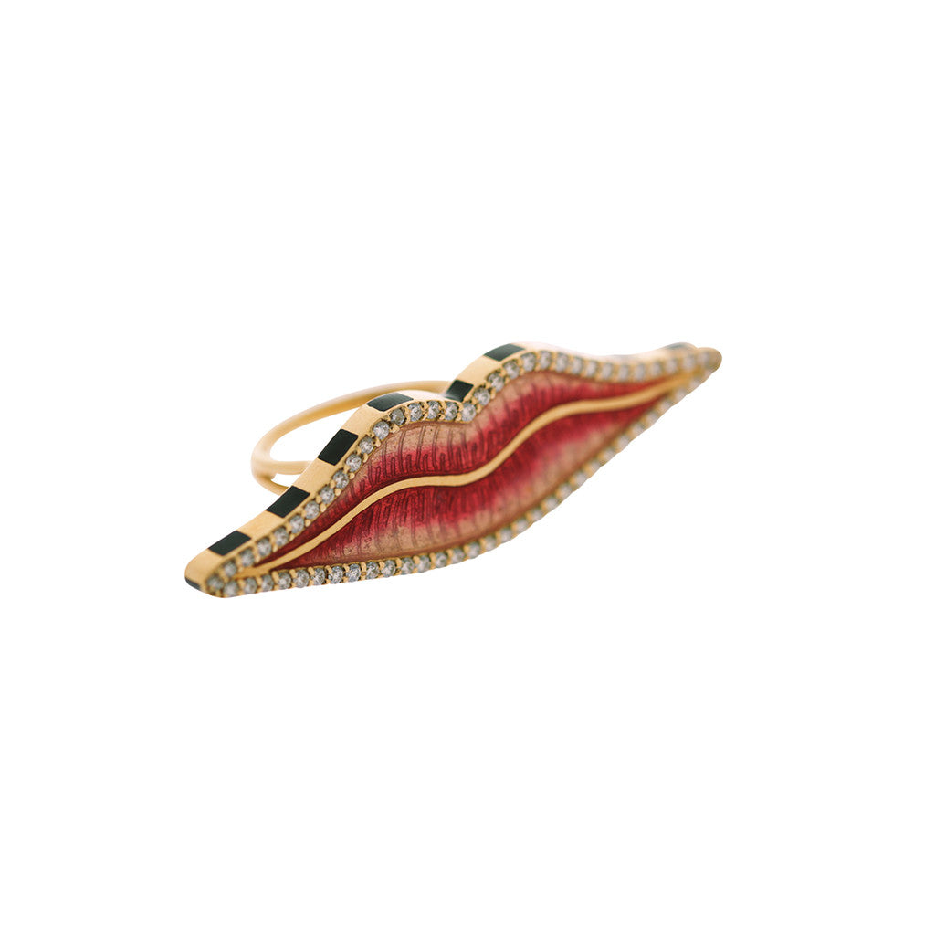 Pink Enamel Lips Ring