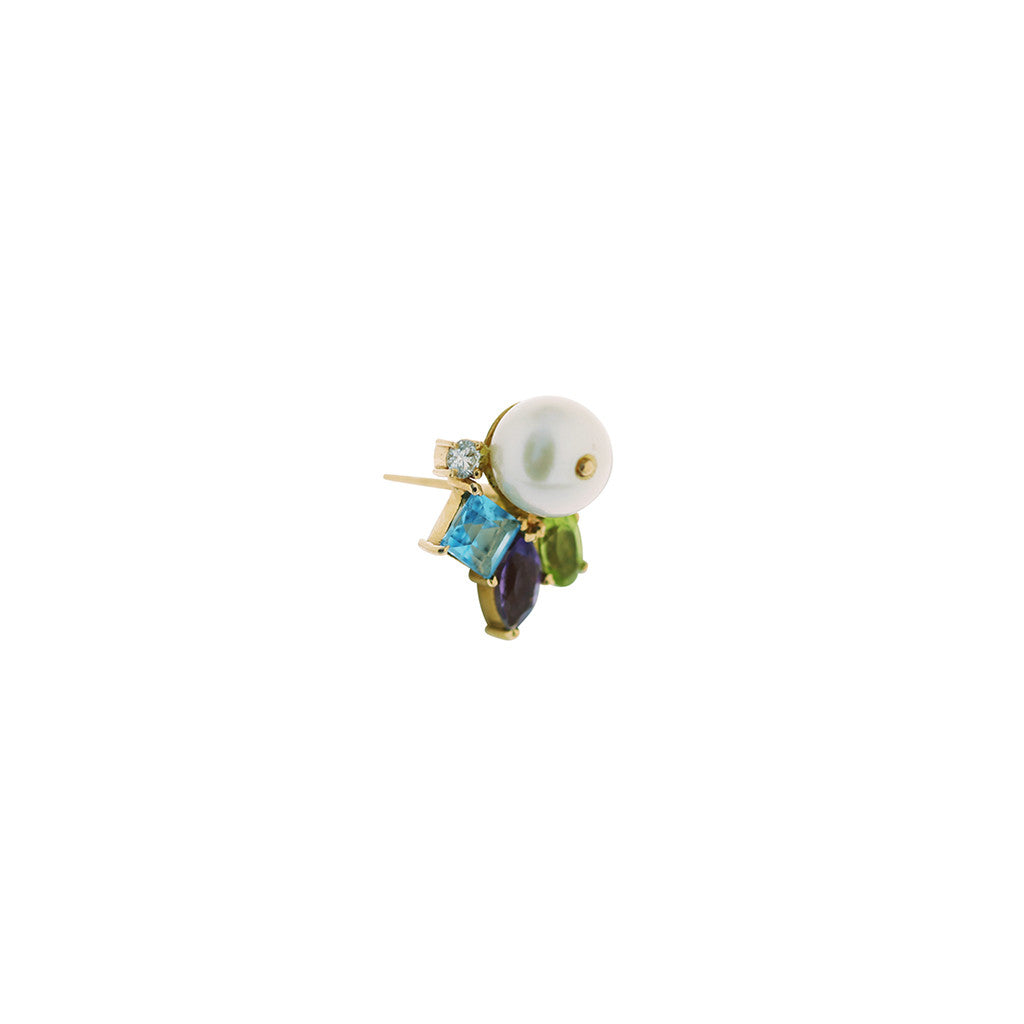 Single Pearl & Stone Stud